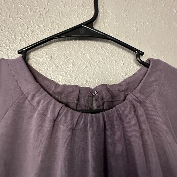 Woman’s Petite Purple Short-Sleeved Tie Waist Knee-Length Loft Dress” Casual - Picture 7 of 12